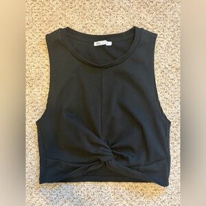 Zara Womens Black Sleeveless Twist Front Top size L